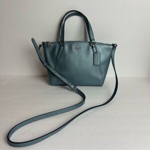 Coach Chelsea Hobo Bag Crossbody Purse Pebbled Cloud Blue Adjustable Zip